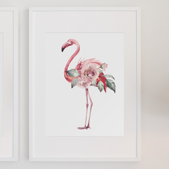Watercolor Tropical Flamingo Wall Art Poster Print UNFRAMED - Picture 5 of 17
